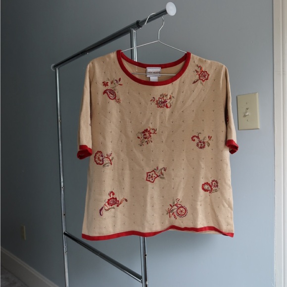 Other - Embroidered Beige Kids Top with Red‎ Accents